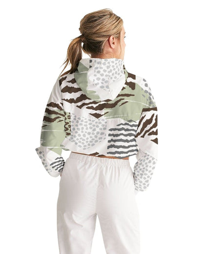 Womens Cropped Windbreaker Jacket - Beige