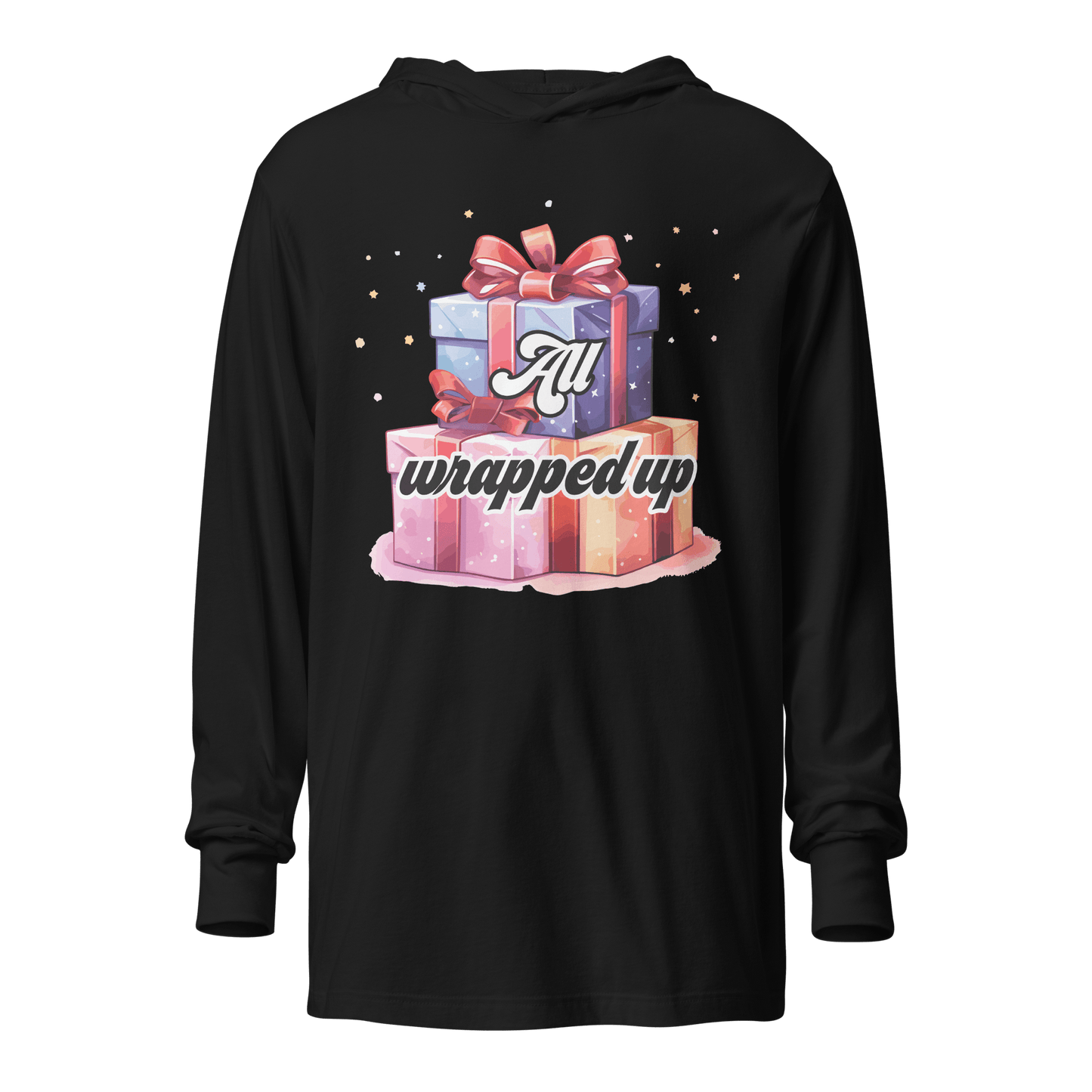 All Wrapped Up Christmas Hooded long-sleeve tee - L & M Kee, LLC