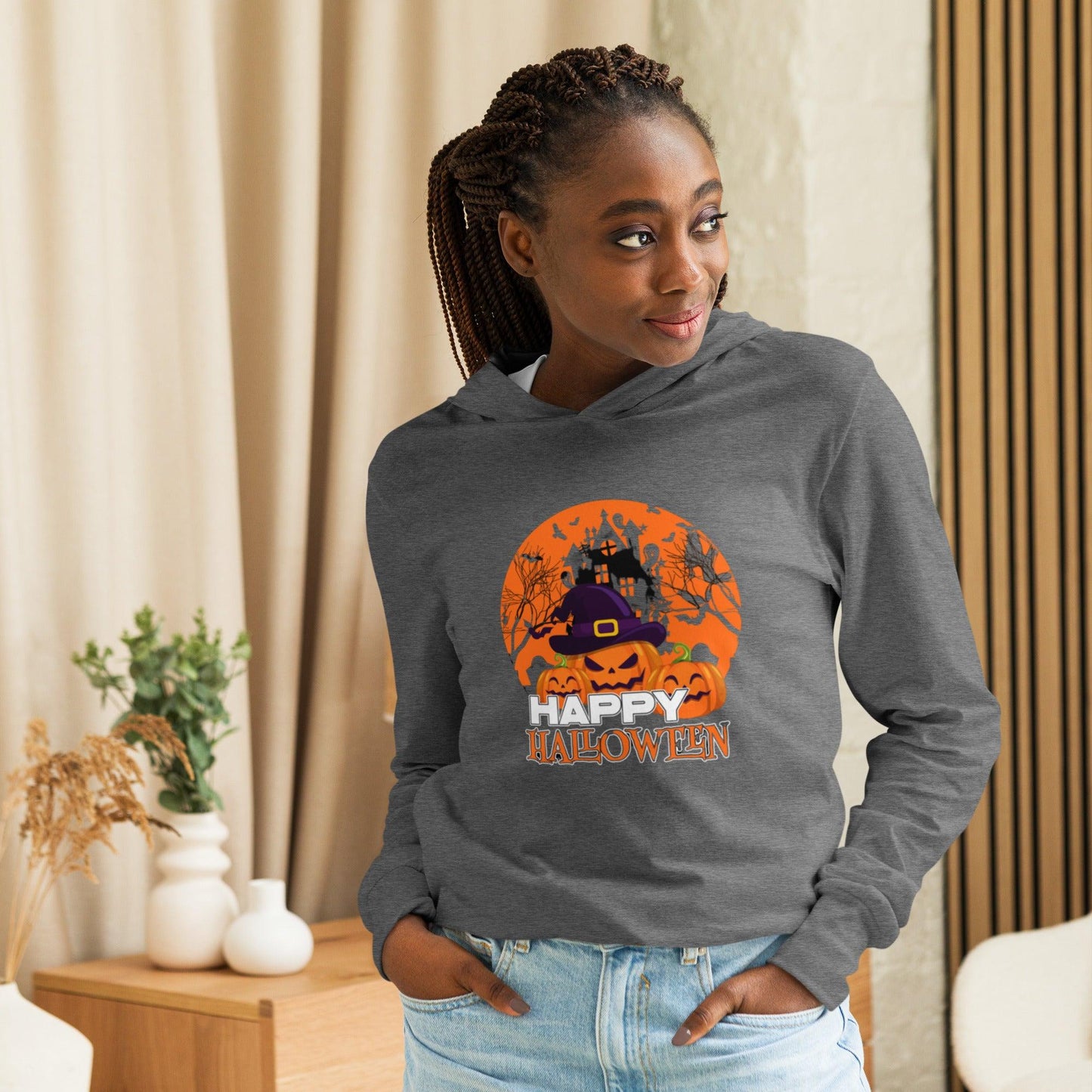 Happy Halloween Hooded long-sleeve tee - L & M Kee, LLC