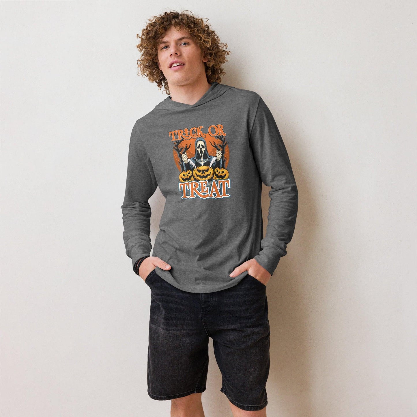 Trick or Treat Hooded long-sleeve tee - L & M Kee, LLC