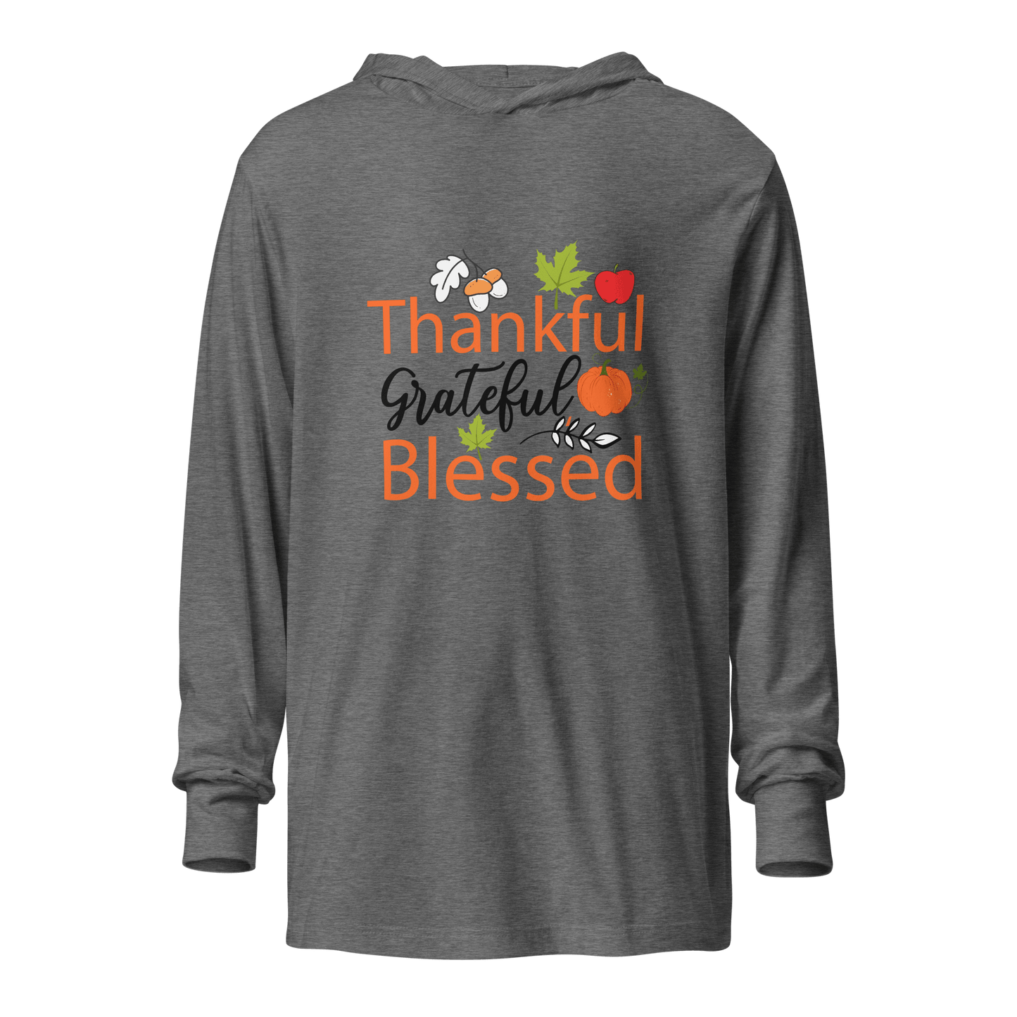 Thankful Grateful Blessed Hooded long-sleeve tee