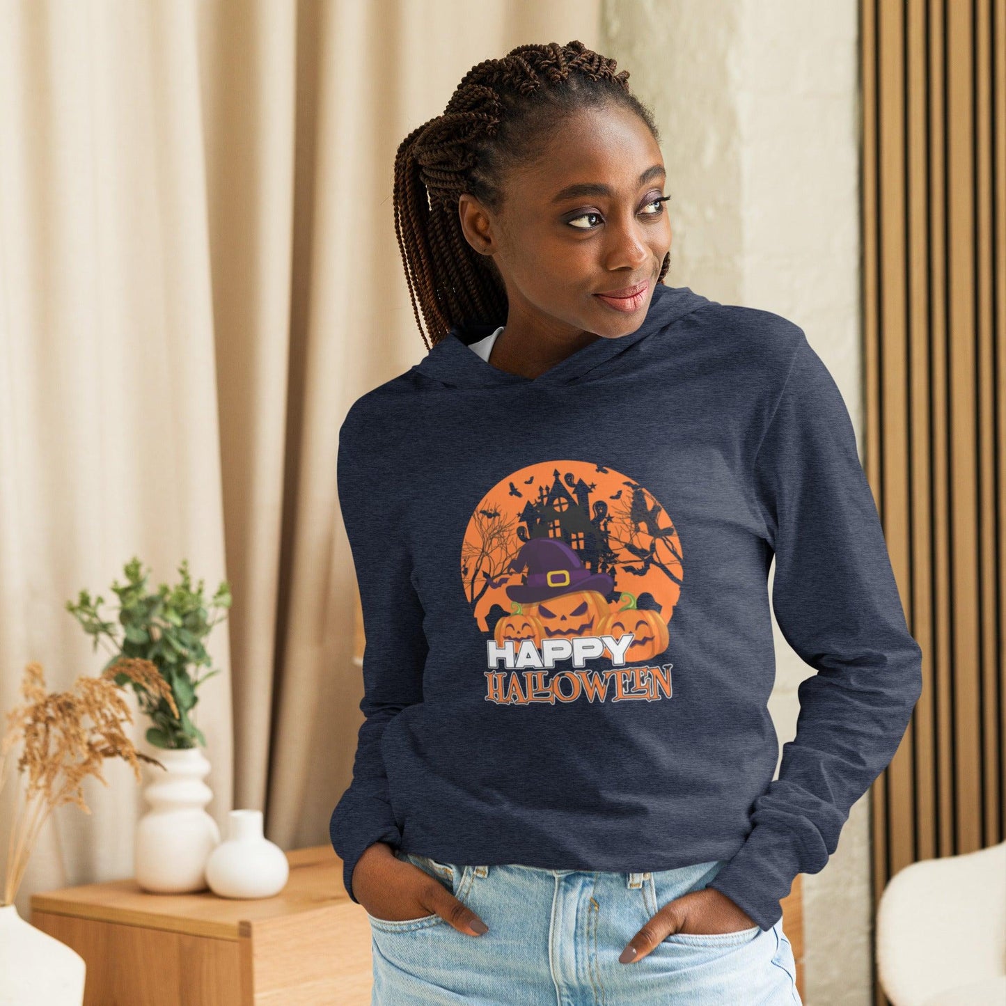 Happy Halloween Hooded long-sleeve tee - L & M Kee, LLC