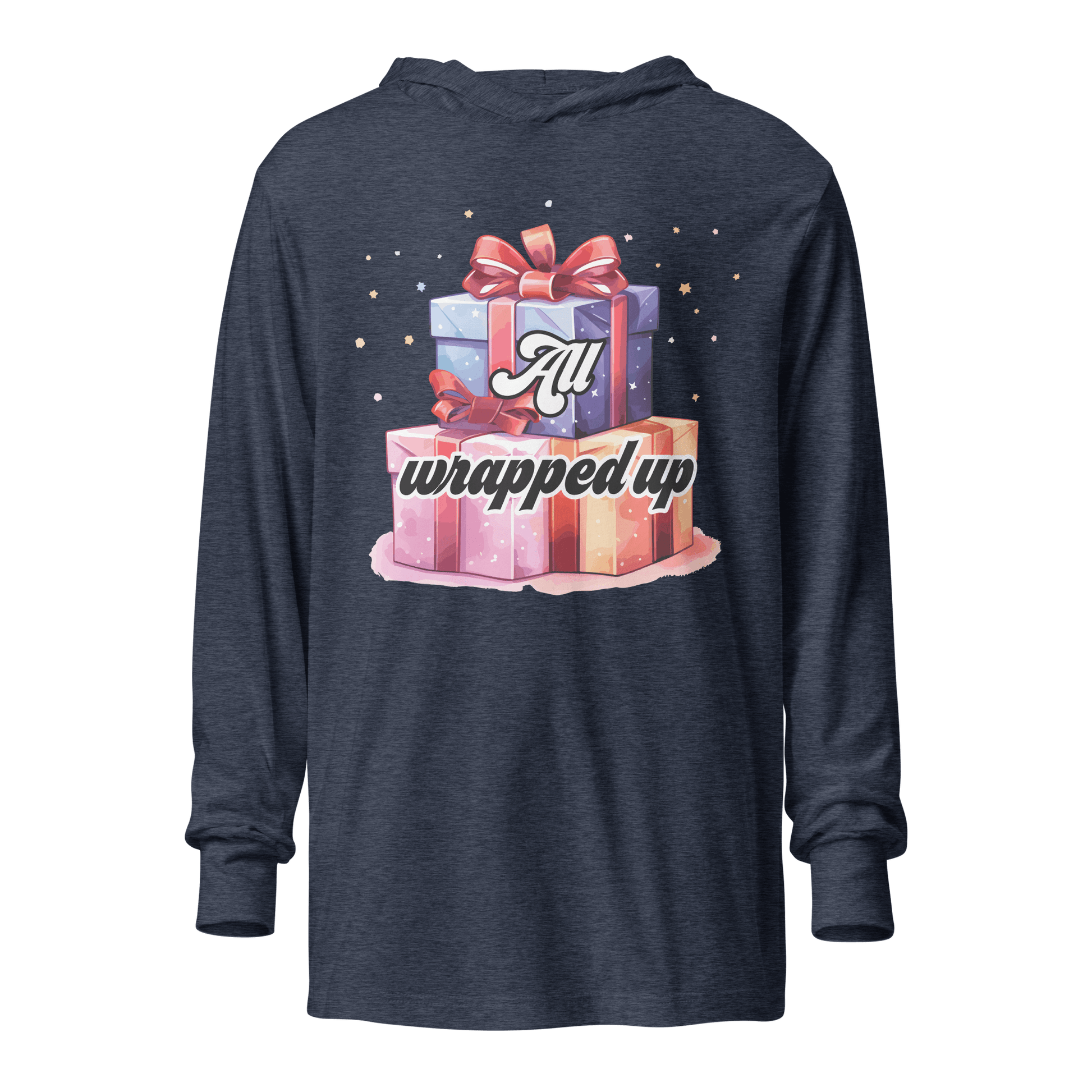 All Wrapped Up Christmas Hooded long-sleeve tee - L & M Kee, LLC