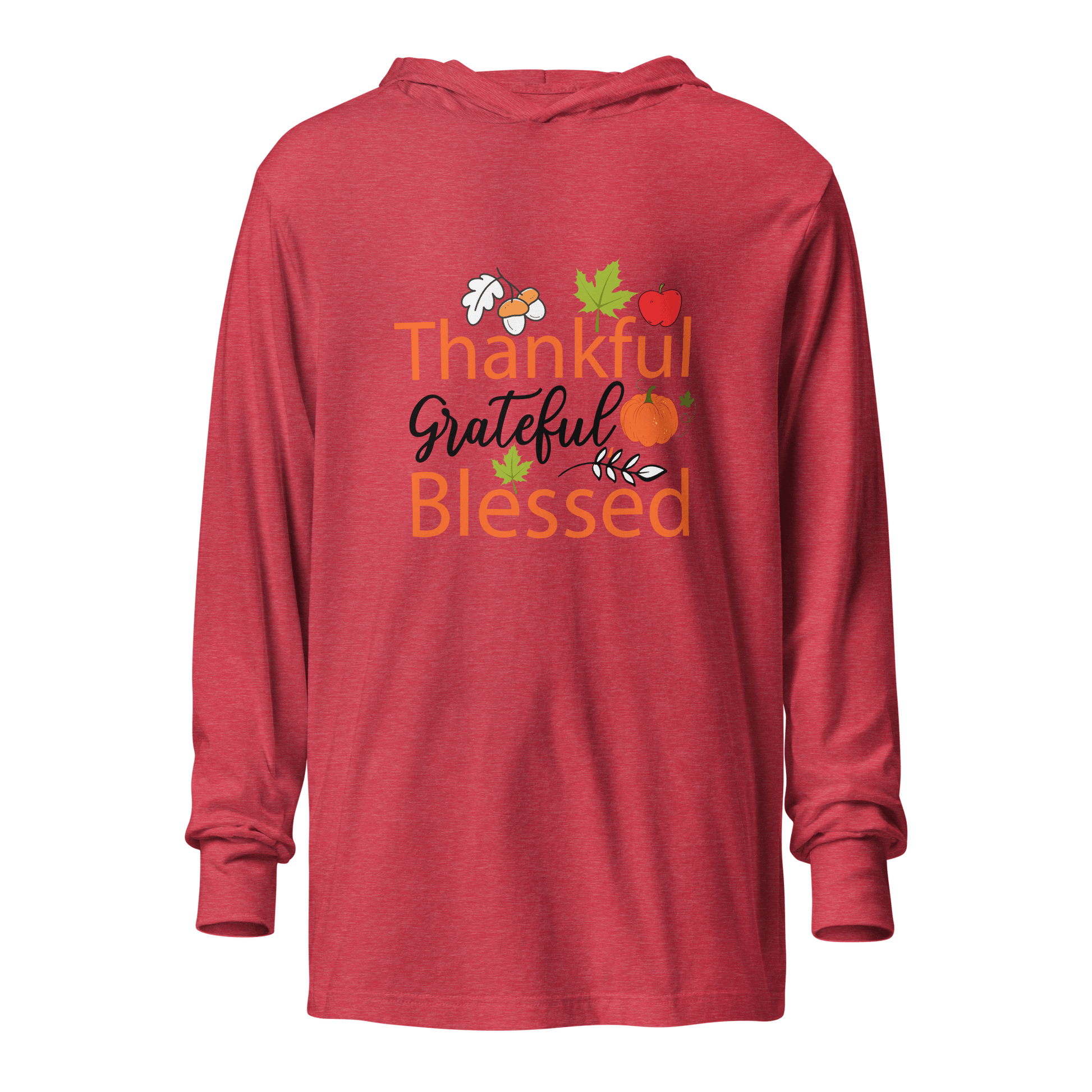 Thankful Grateful Blessed Hooded long-sleeve tee - L & M Kee, LLC