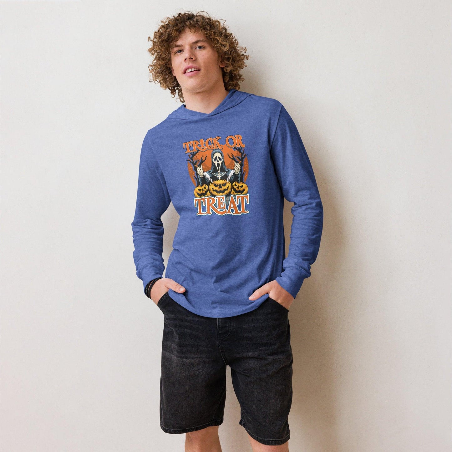 Trick or Treat Hooded long-sleeve tee - L & M Kee, LLC