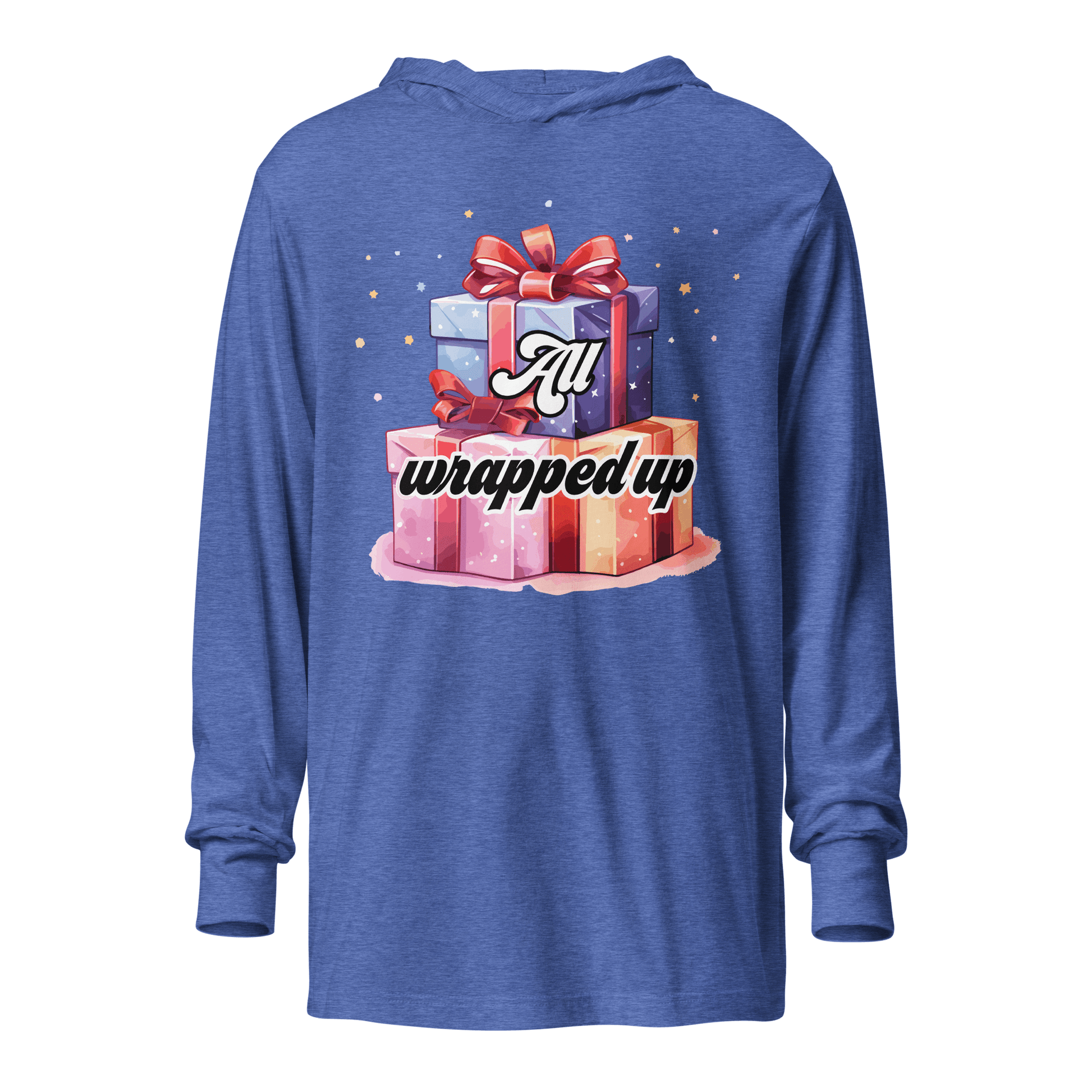 All Wrapped Up Christmas Hooded long-sleeve tee - L & M Kee, LLC