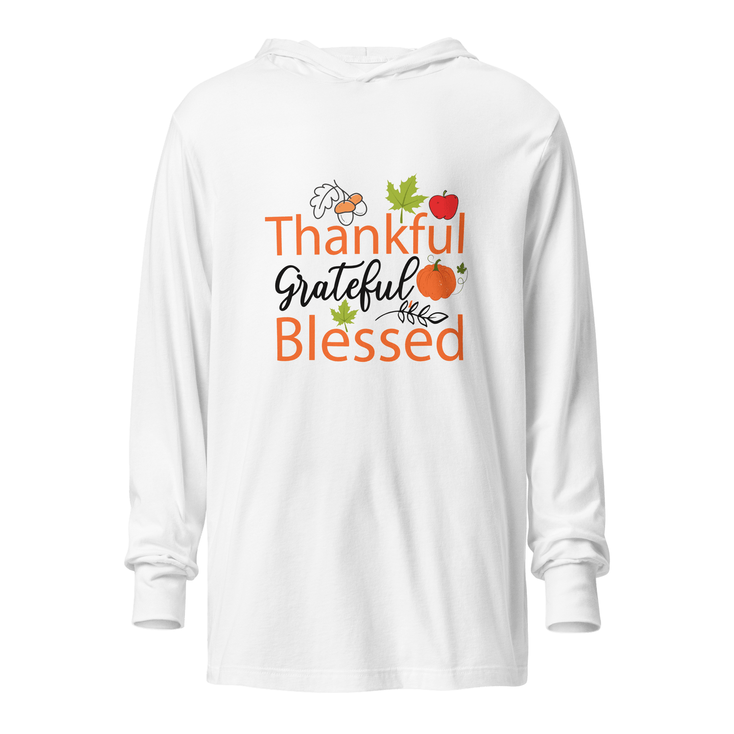 Thankful Grateful Blessed Hooded long-sleeve tee