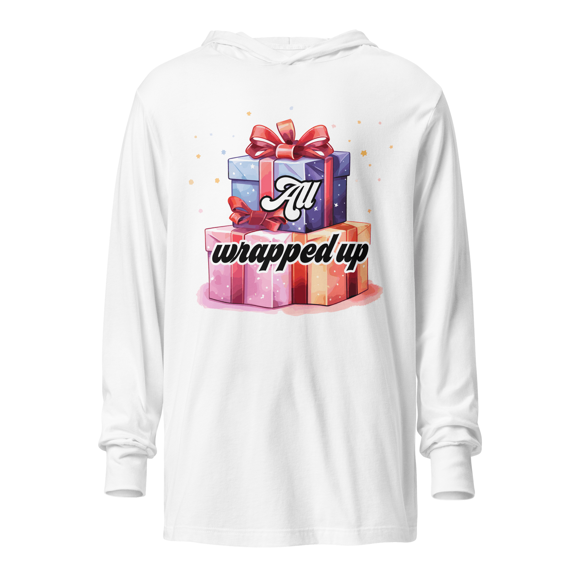 All Wrapped Up Christmas Hooded long-sleeve tee - L & M Kee, LLC