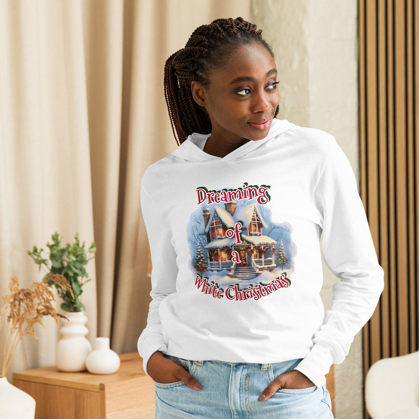 Dreaming of a White Christmas Hooded long-sleeve tee
