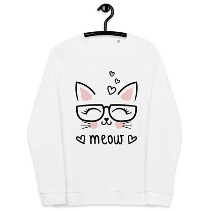 Meow The Cat Unisex organic raglan sweatshirt - L & M Kee, LLC