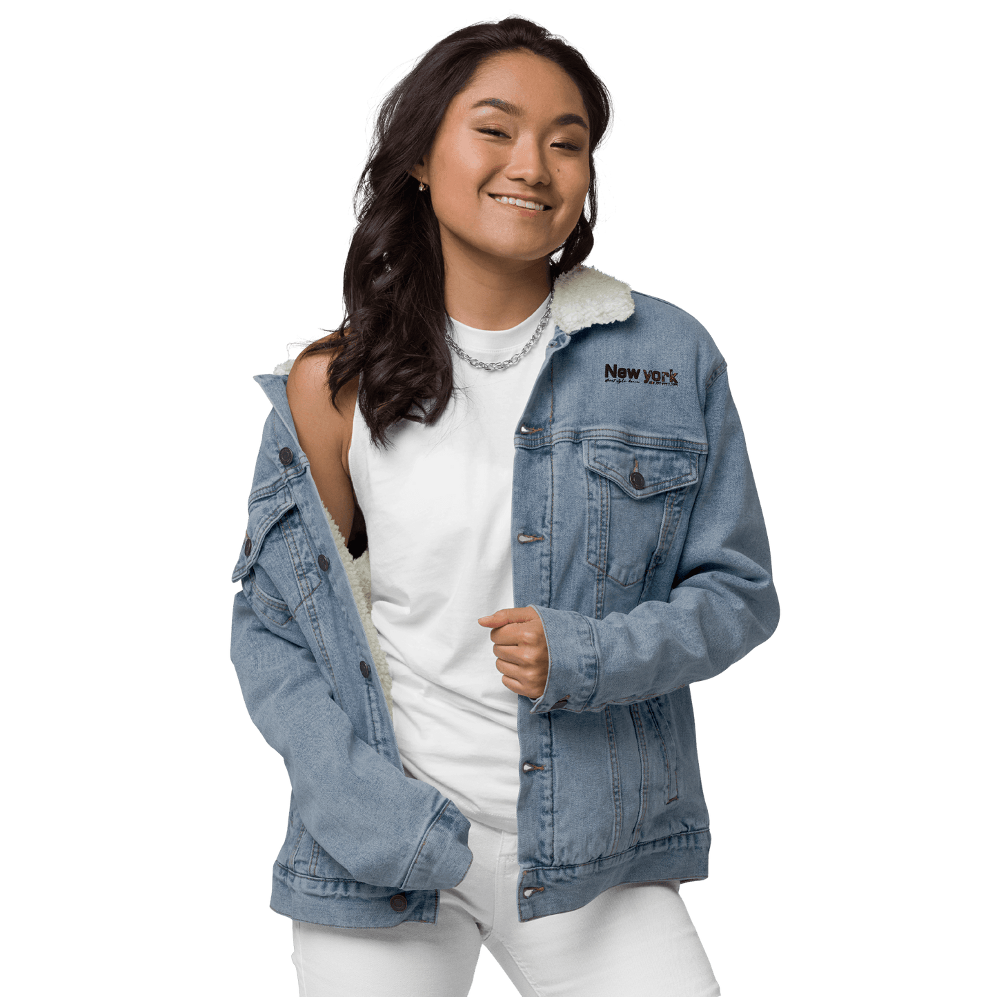 New York Streetwear Unisex Denim Sherpa Jacket - L & M Kee, LLC