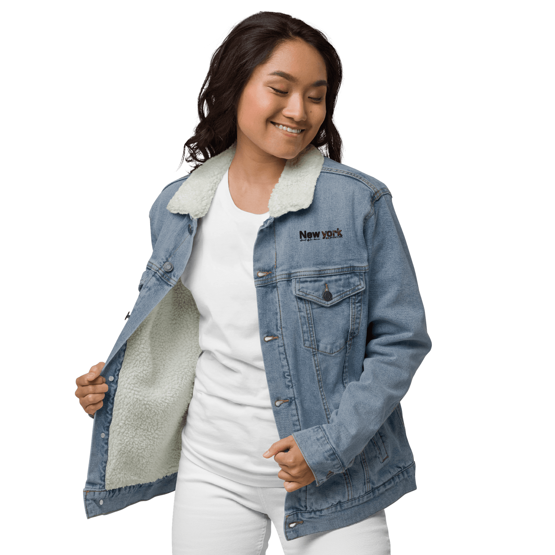 New York Streetwear Unisex Denim Sherpa Jacket - L & M Kee, LLC