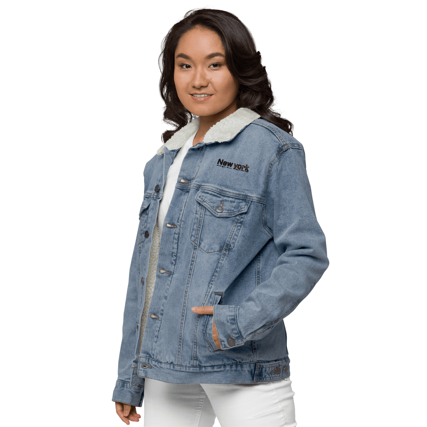 New York Streetwear Unisex Denim Sherpa Jacket - L & M Kee, LLC