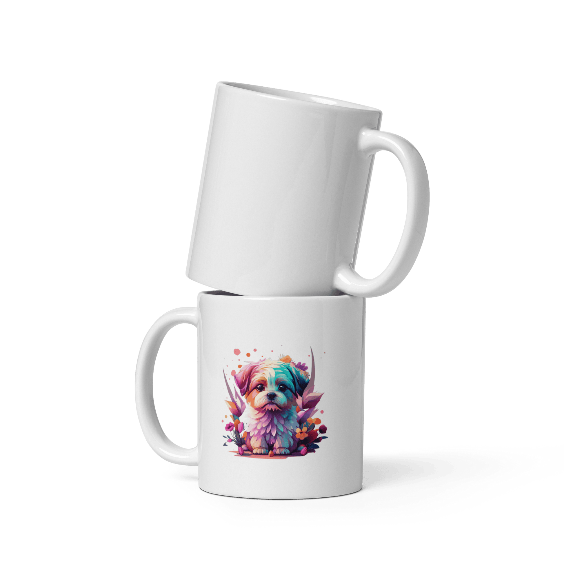 Cute Fantasy Puppy White Mug - L & M Kee, LLC