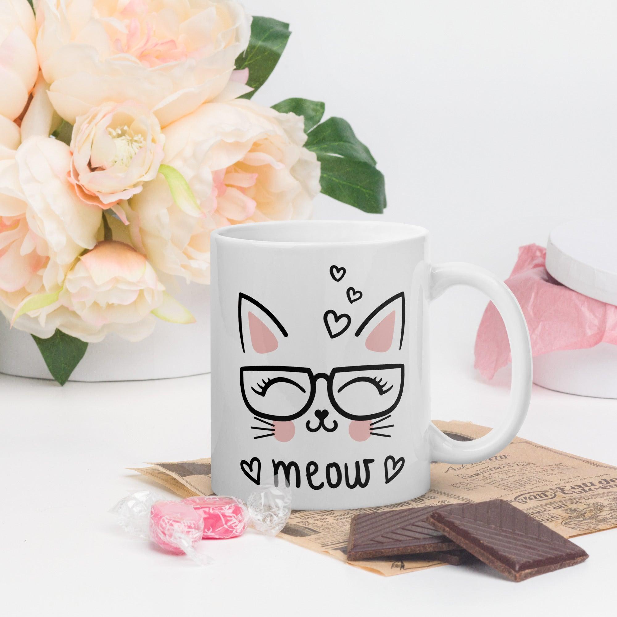 Meow The Cat Glossy Mug - L & M Kee, LLC