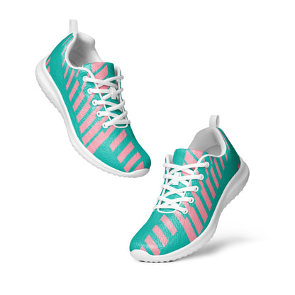 Teal Pink Stripe Women’s athletic shoes - L & M Kee, LLC