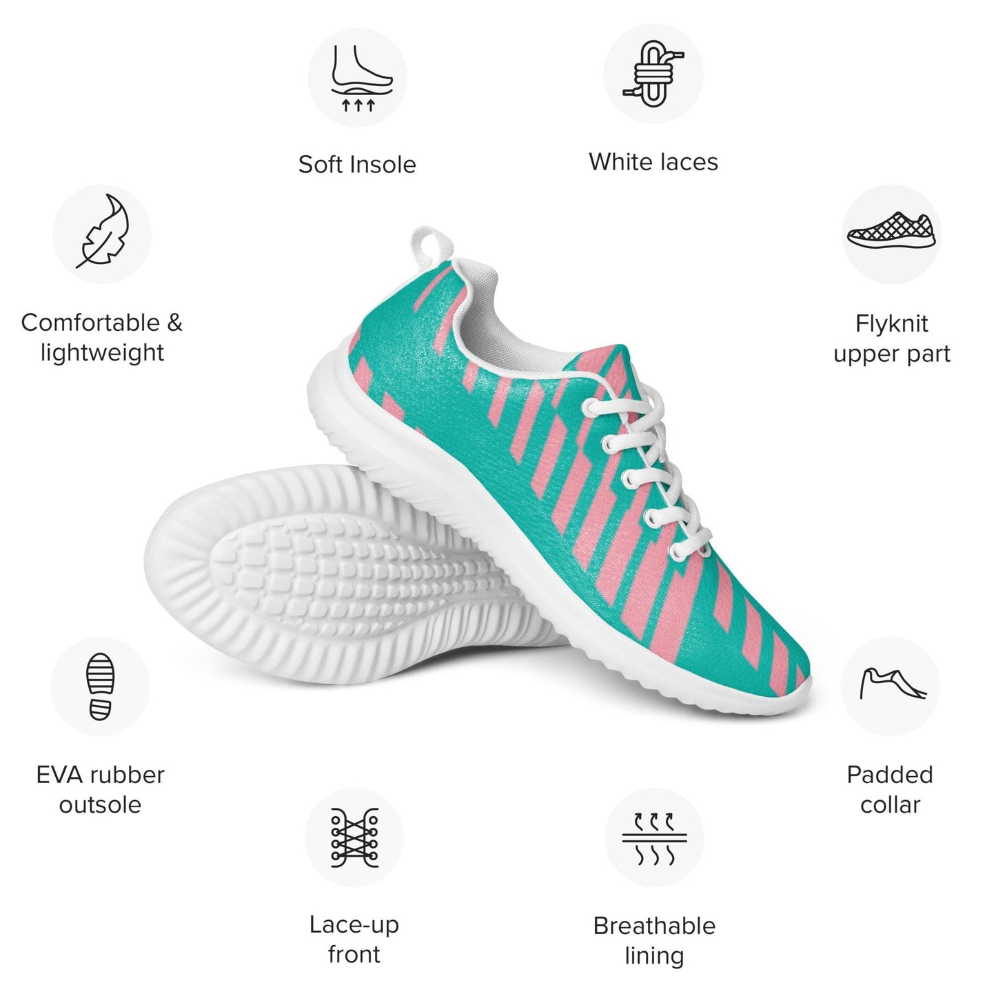Teal Pink Stripe Women’s athletic shoes - L & M Kee, LLC