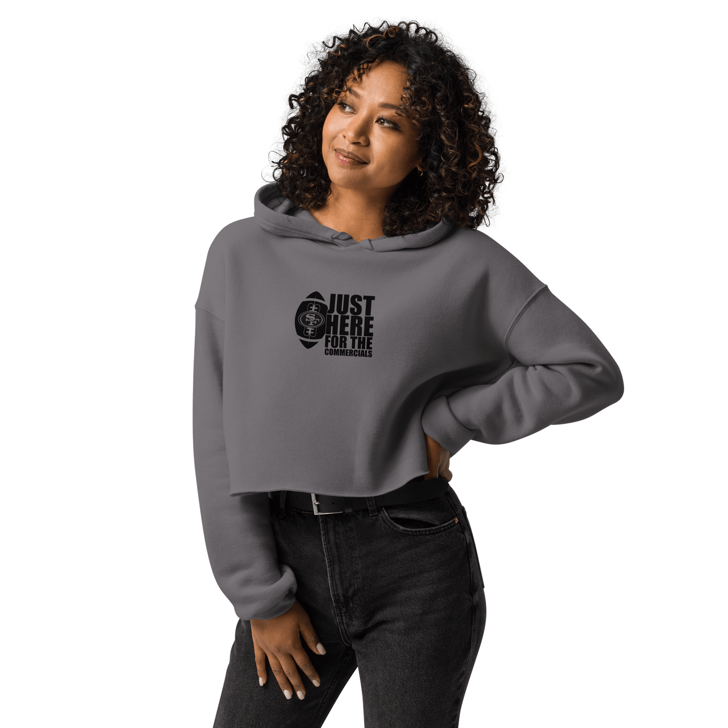 Super Bowl Just Here for Commercials Crop Hoodie - L & M Kee, LLC