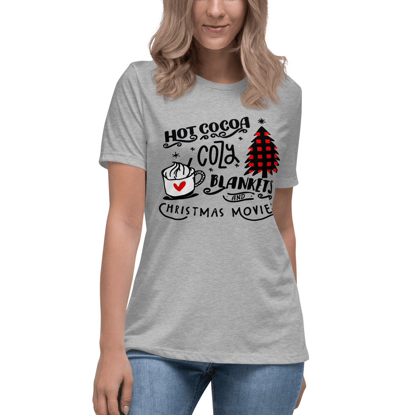 Hot Cocoa Cozy Christmas Movies Relaxed T-shirt - L & M Kee, LLC