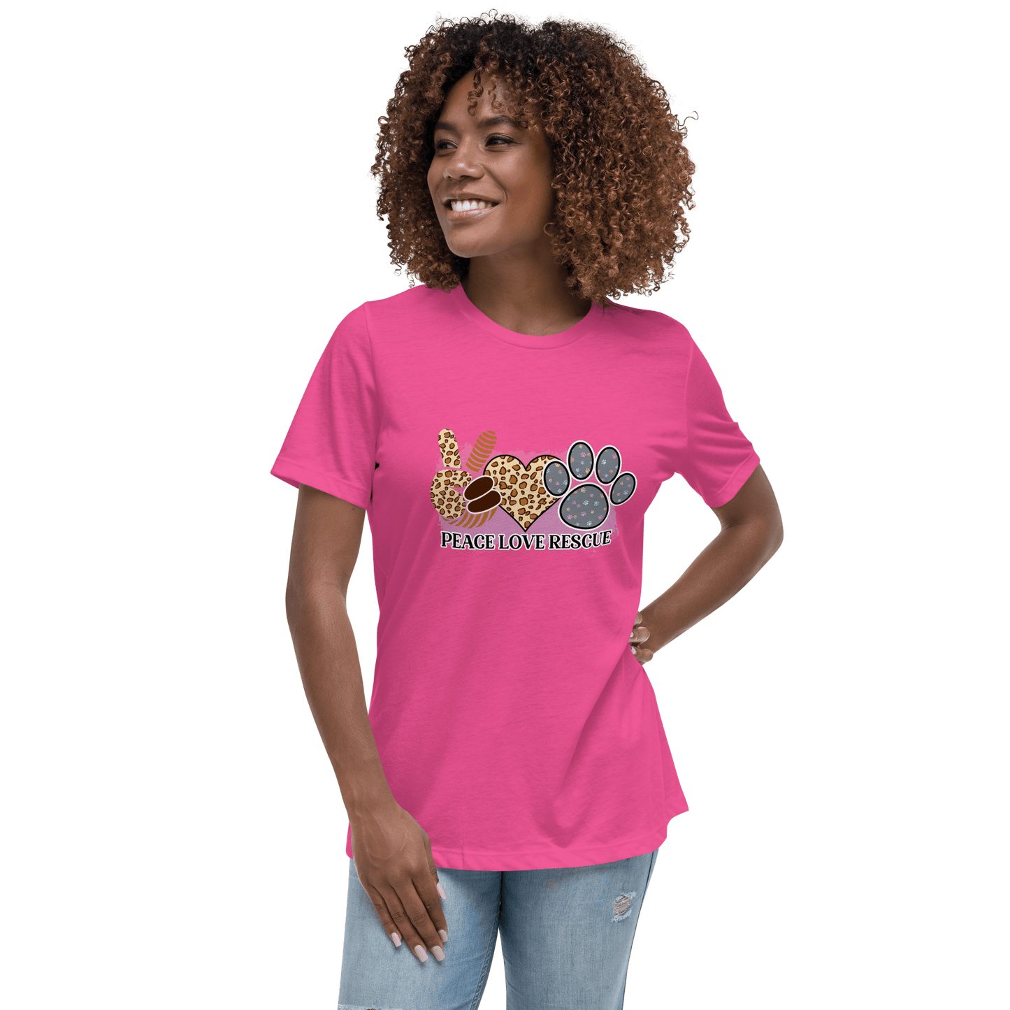 Peace Love Rescue Relaxed T-Shirt - L & M Kee, LLC