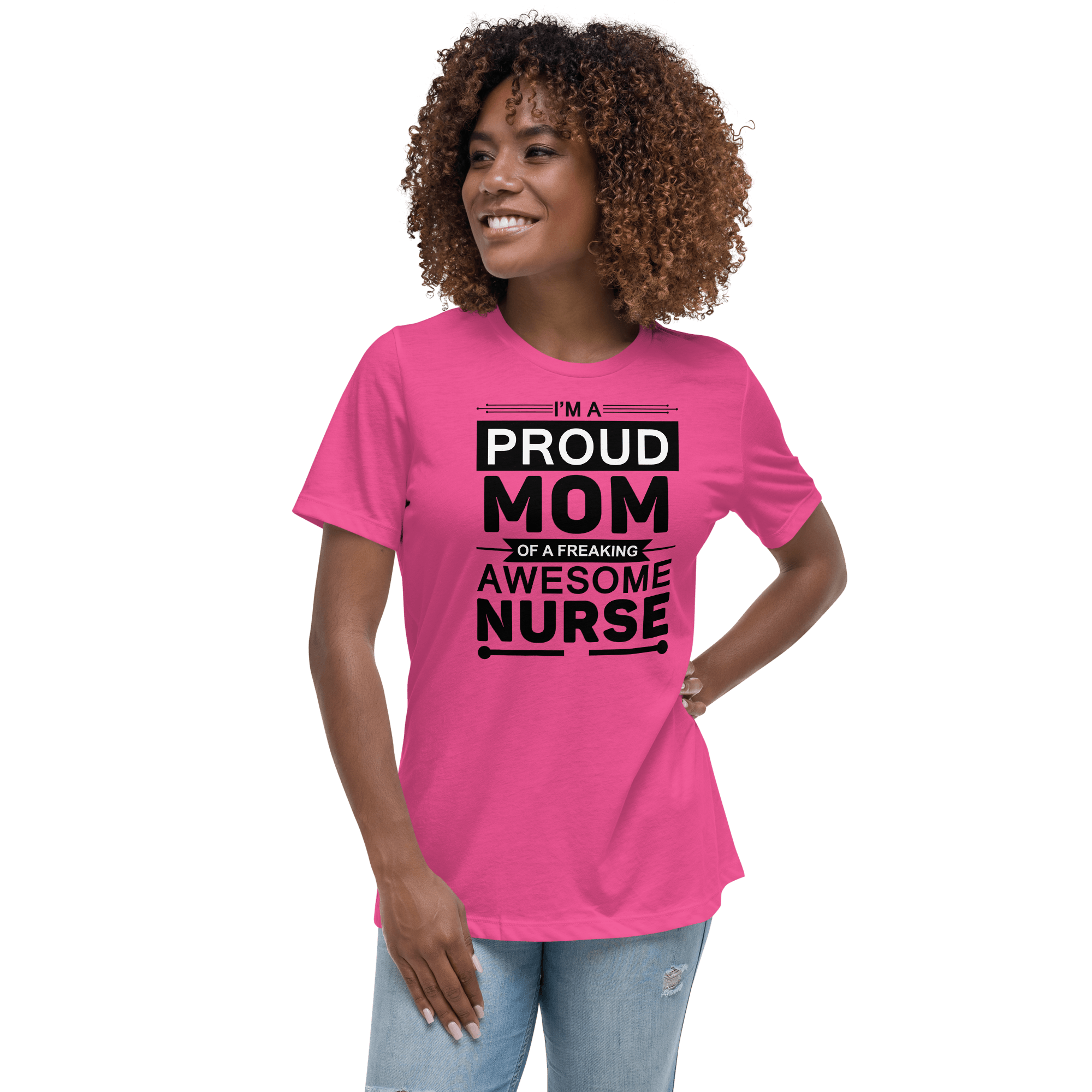 Proud Mom of Nurse Relaxed T-Shirt - L & M Kee, LLC