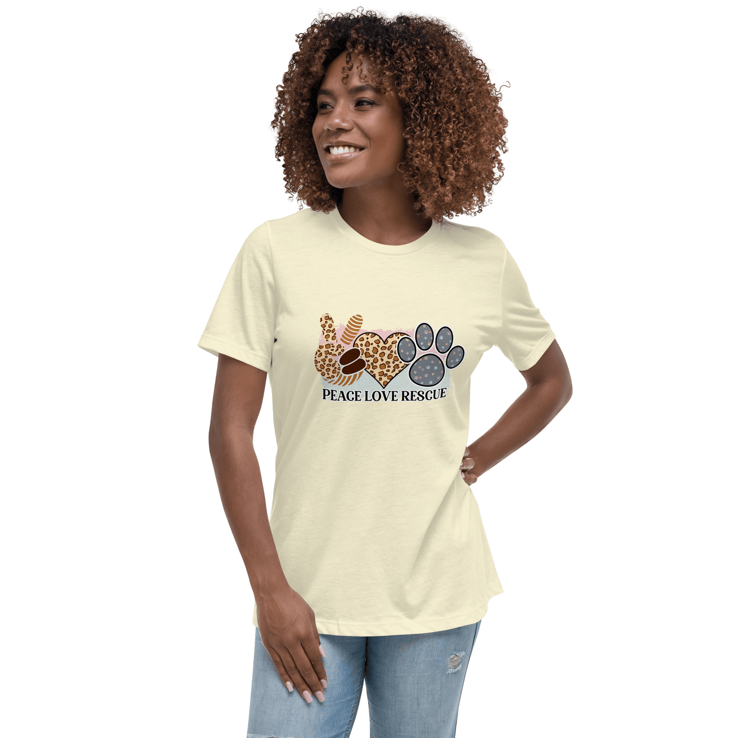 Peace Love Rescue Relaxed T-Shirt - L & M Kee, LLC