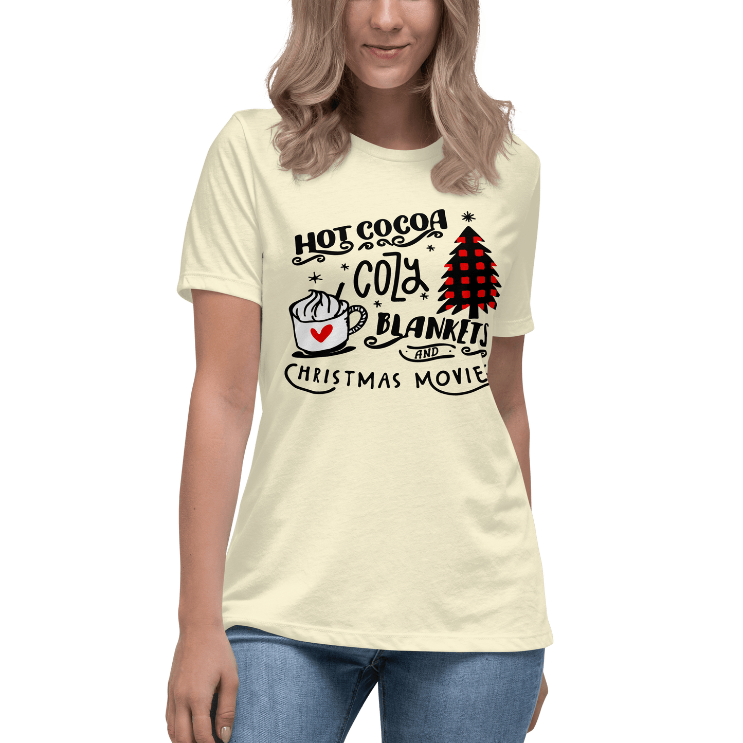 Hot Cocoa Cozy Christmas Movies Relaxed T-shirt - L & M Kee, LLC