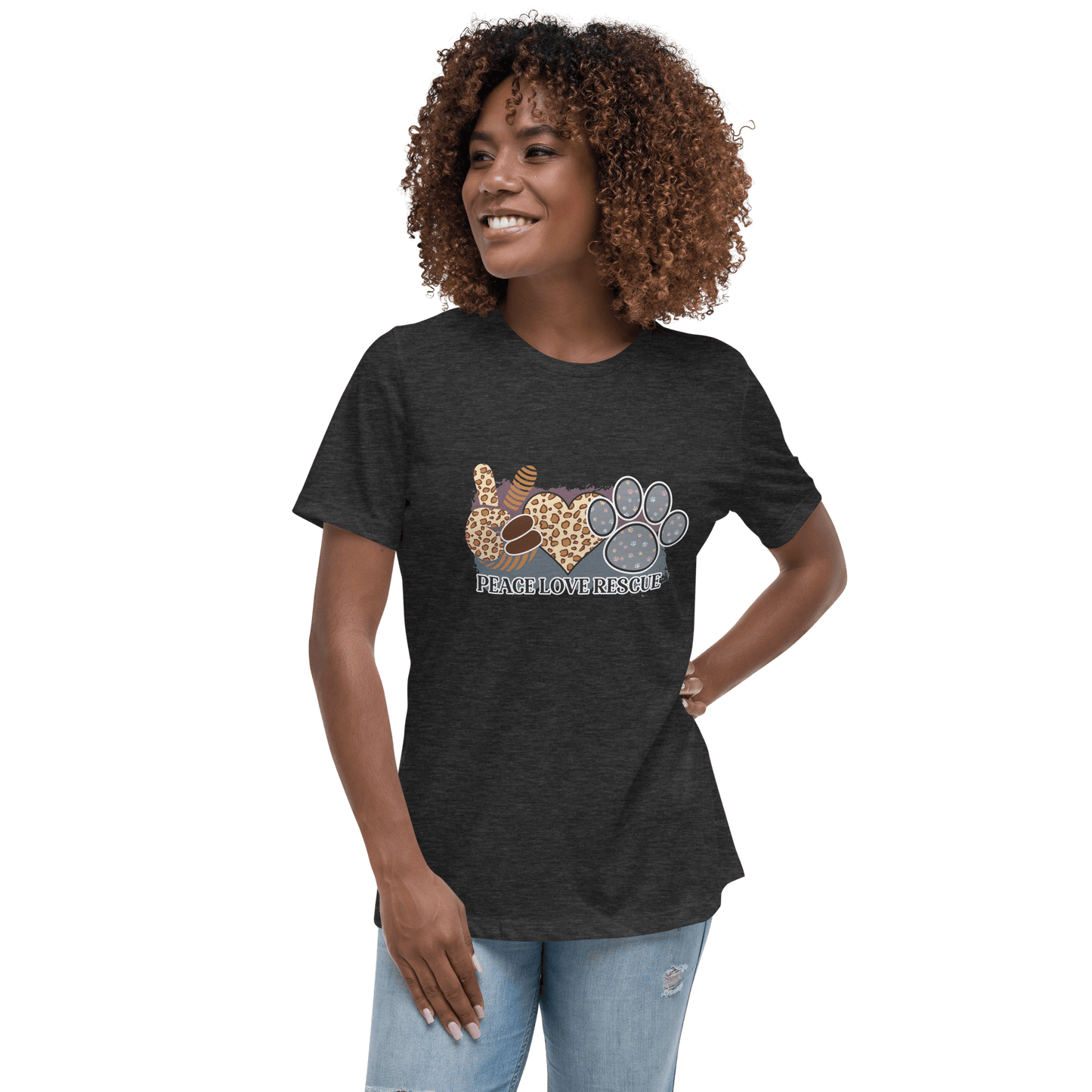 Peace Love Rescue Relaxed T-Shirt - L & M Kee, LLC