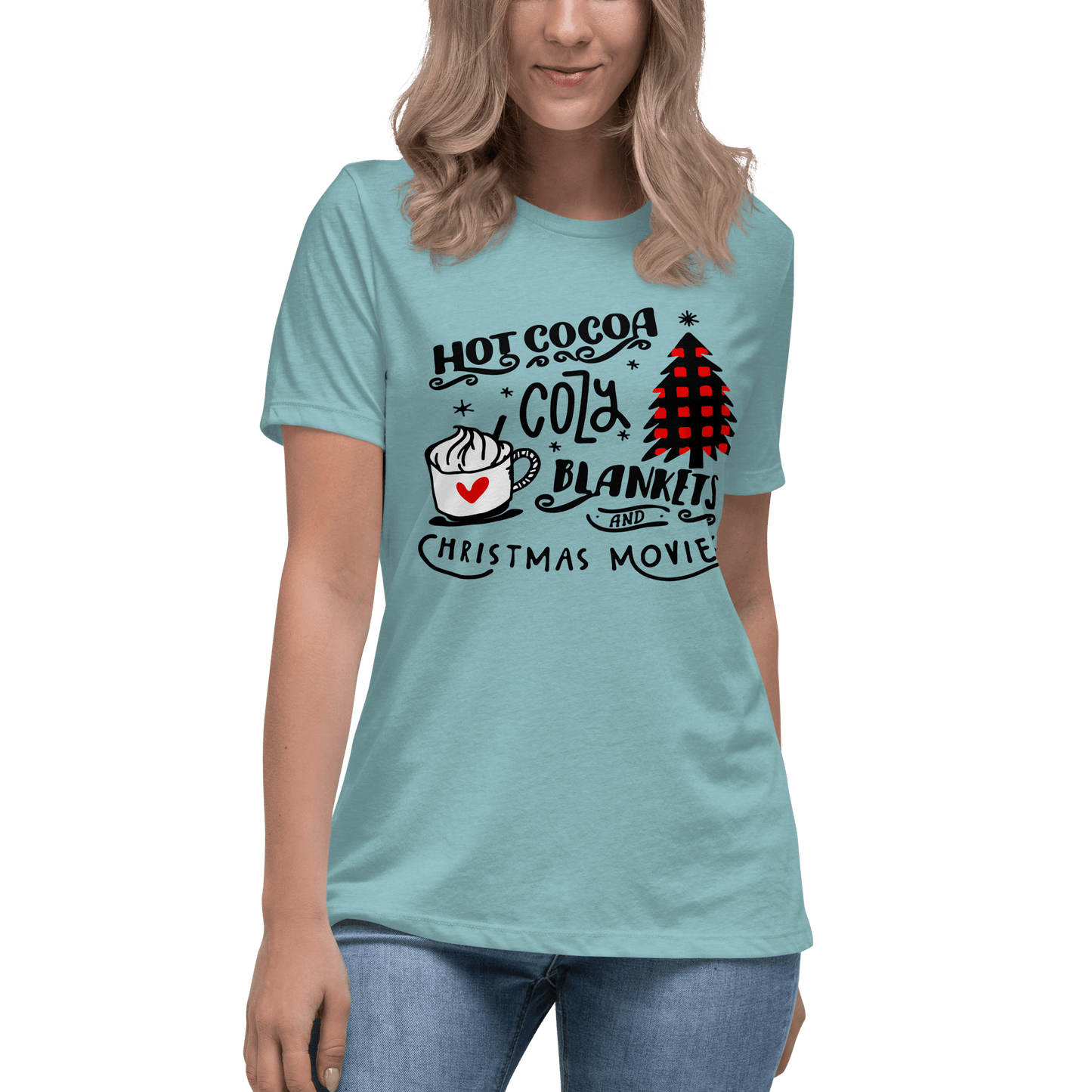 Hot Cocoa Cozy Christmas Movies Relaxed T-shirt - L & M Kee, LLC