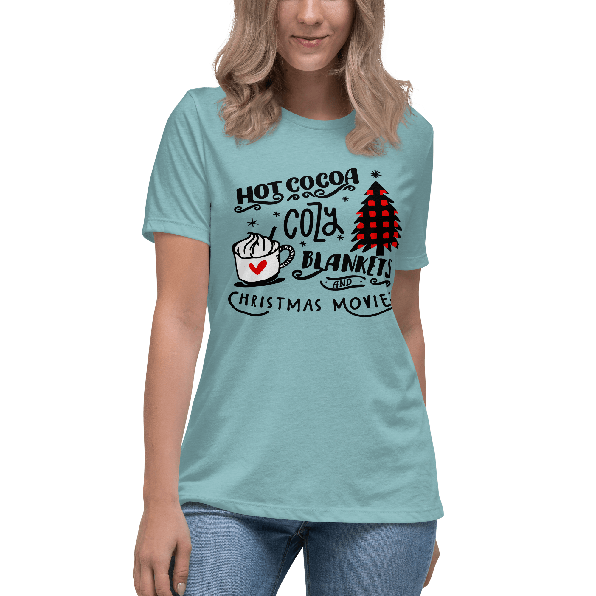 Hot Cocoa Cozy Christmas Movies Relaxed T-shirt - L & M Kee, LLC