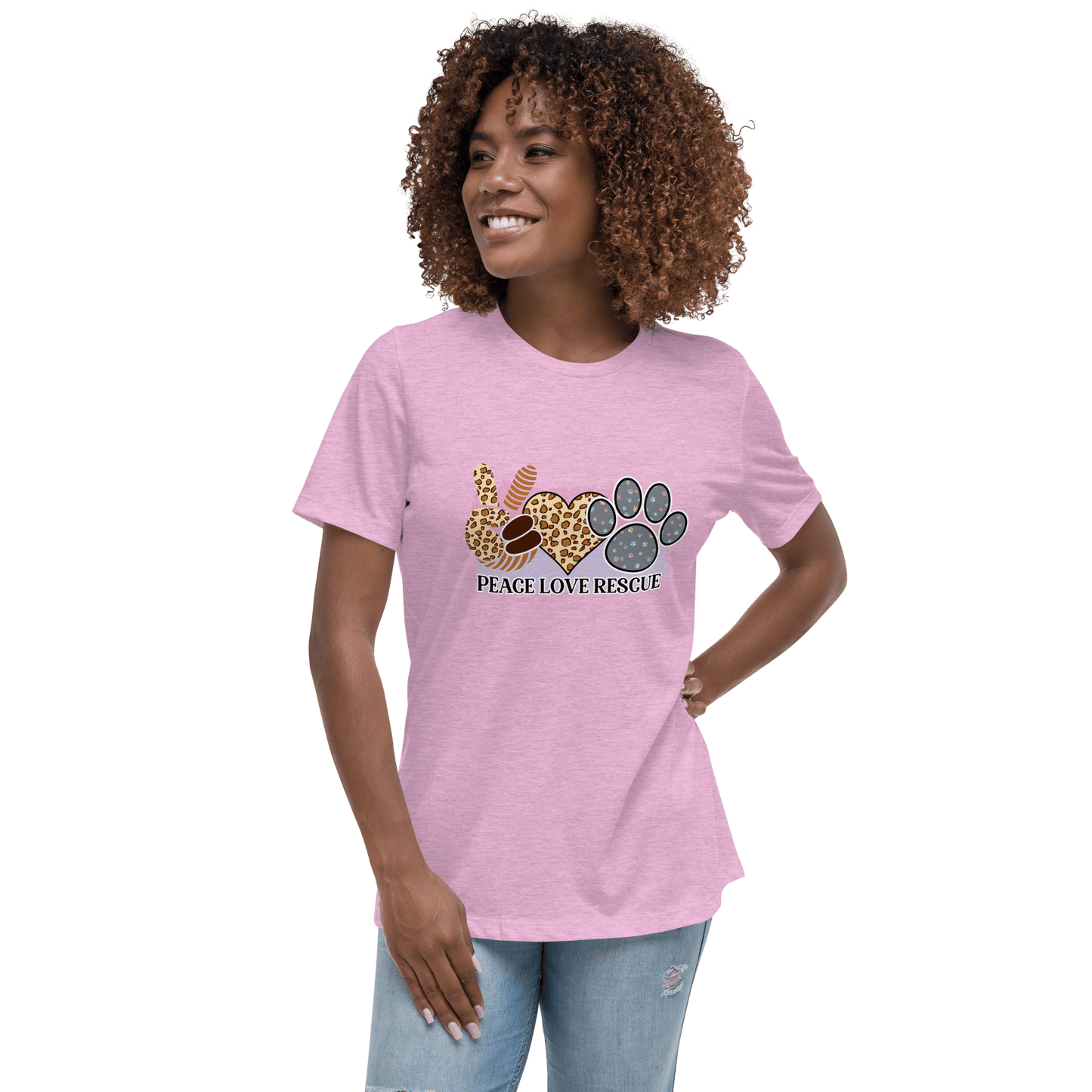 Peace Love Rescue Relaxed T-Shirt - L & M Kee, LLC