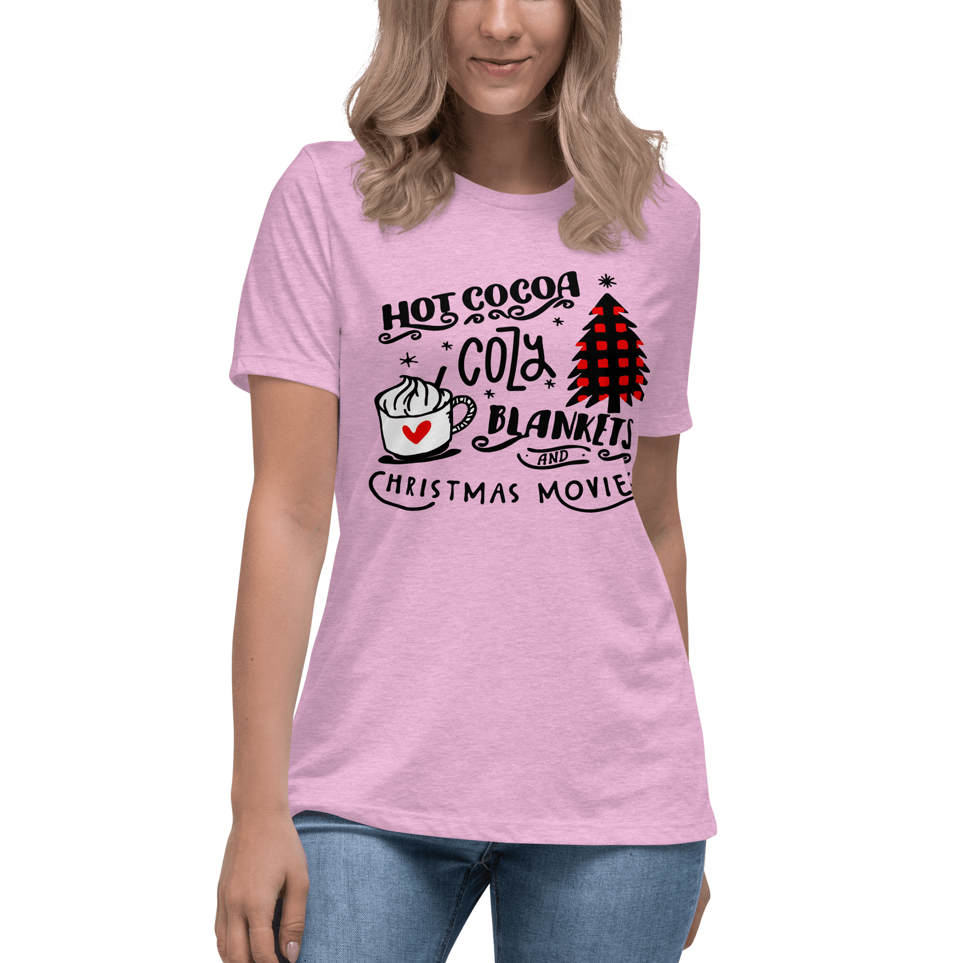Hot Cocoa Cozy Christmas Movies Relaxed T-shirt - L & M Kee, LLC