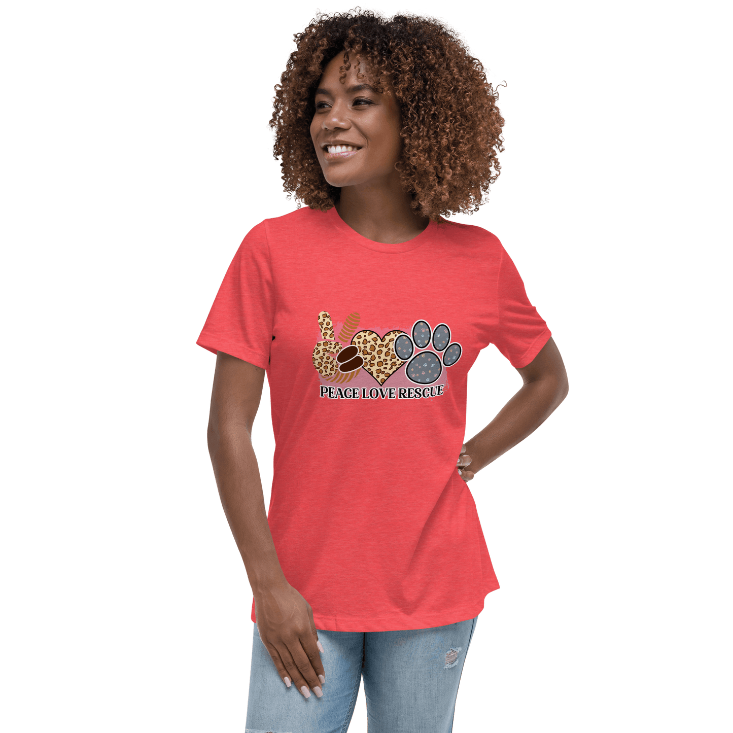 Peace Love Rescue Relaxed T-Shirt - L & M Kee, LLC