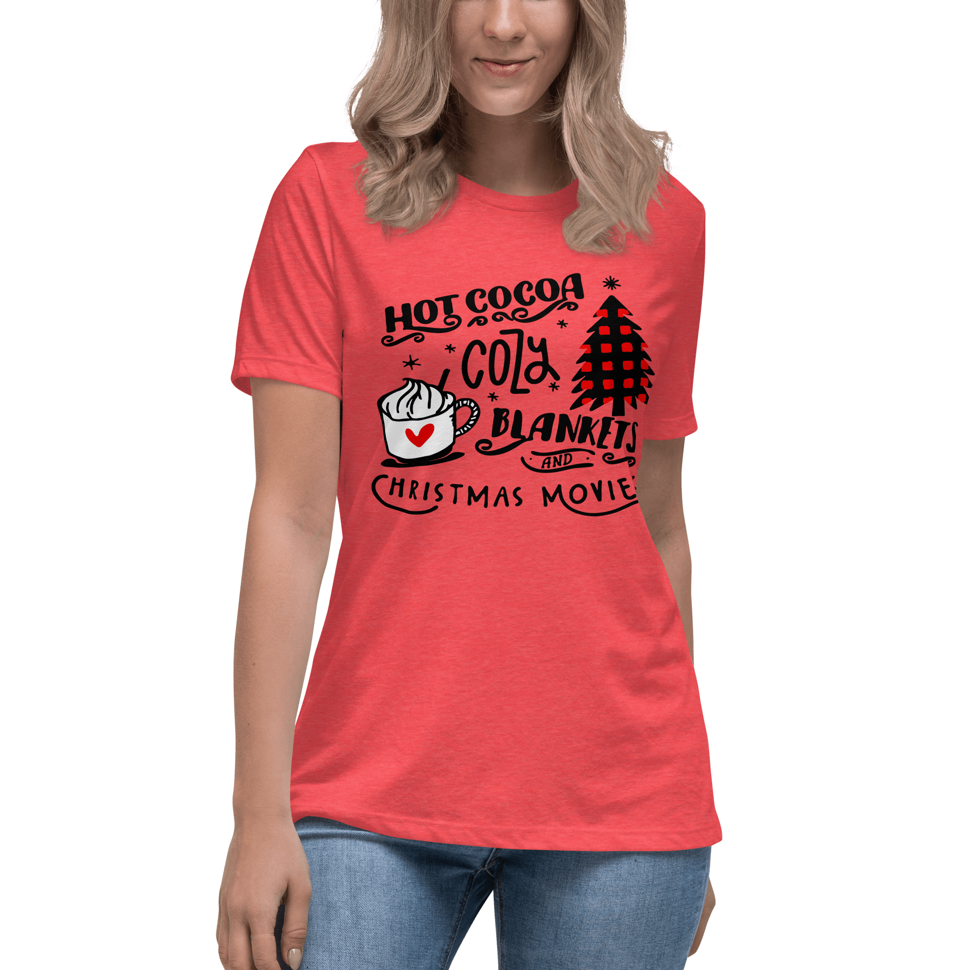 Hot Cocoa Cozy Christmas Movies Relaxed T-shirt - L & M Kee, LLC