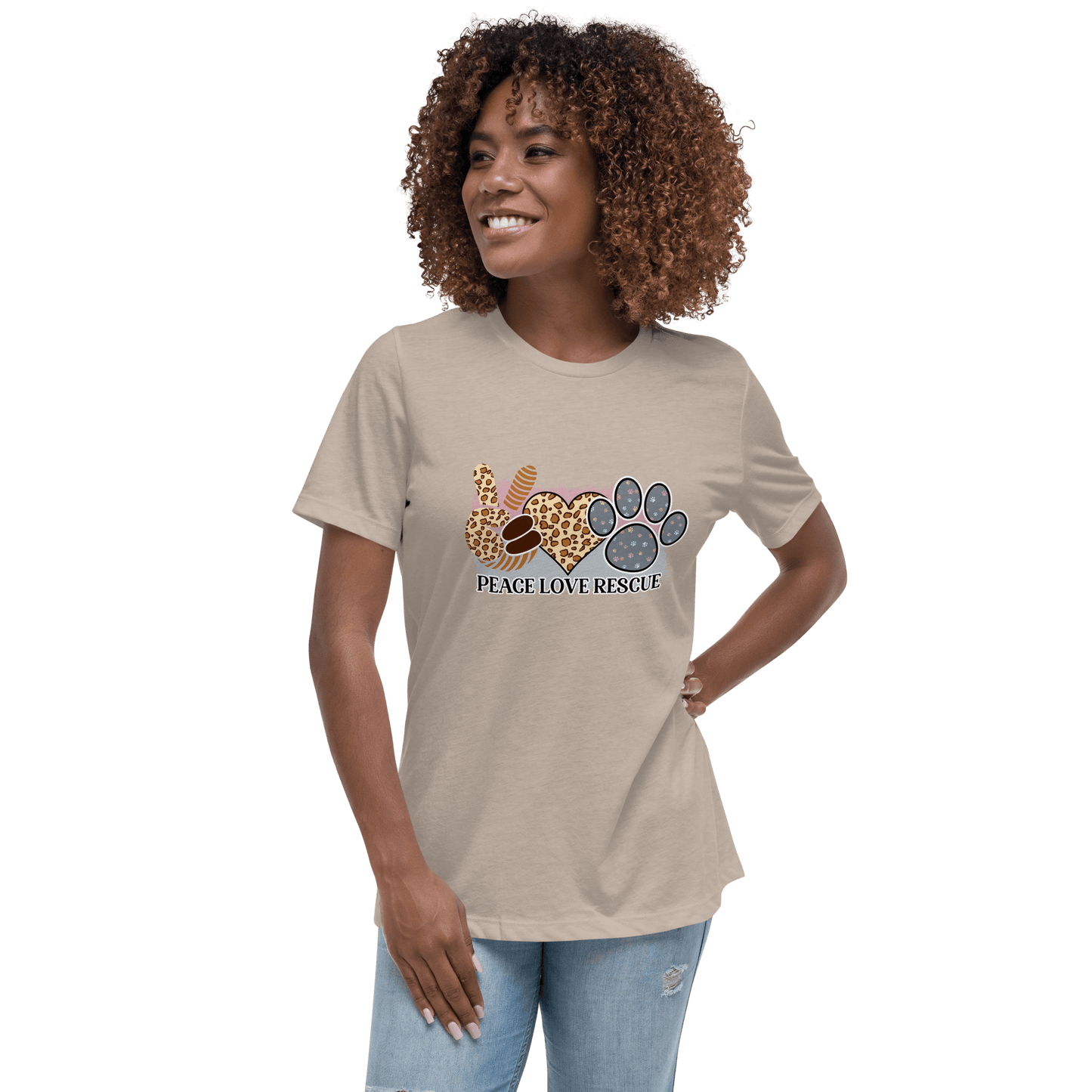 Peace Love Rescue Relaxed T-Shirt - L & M Kee, LLC