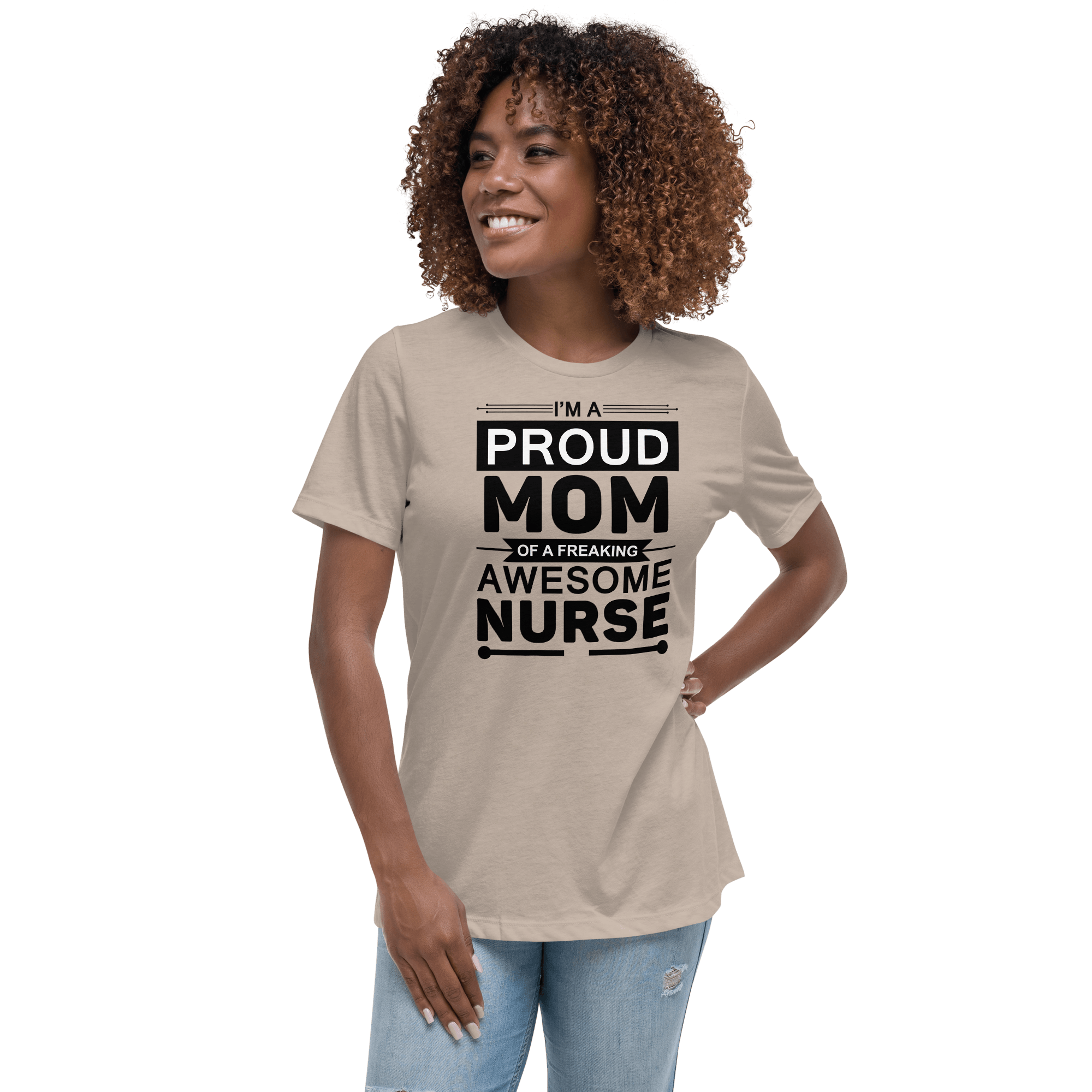 Proud Mom of Nurse Relaxed T-Shirt - L & M Kee, LLC
