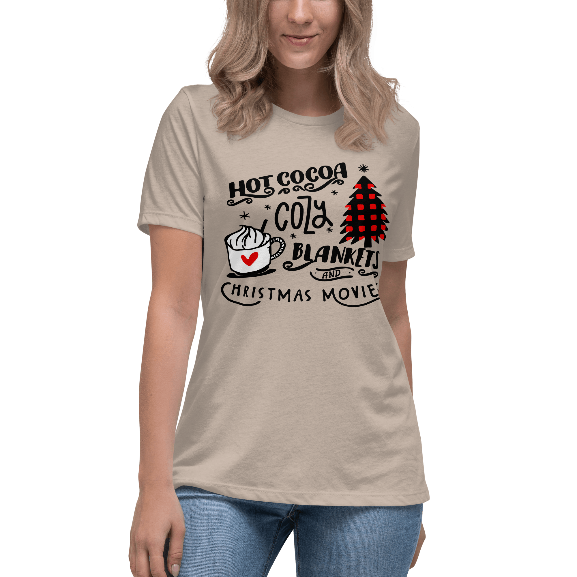 Hot Cocoa Cozy Christmas Movies Relaxed T-shirt - L & M Kee, LLC