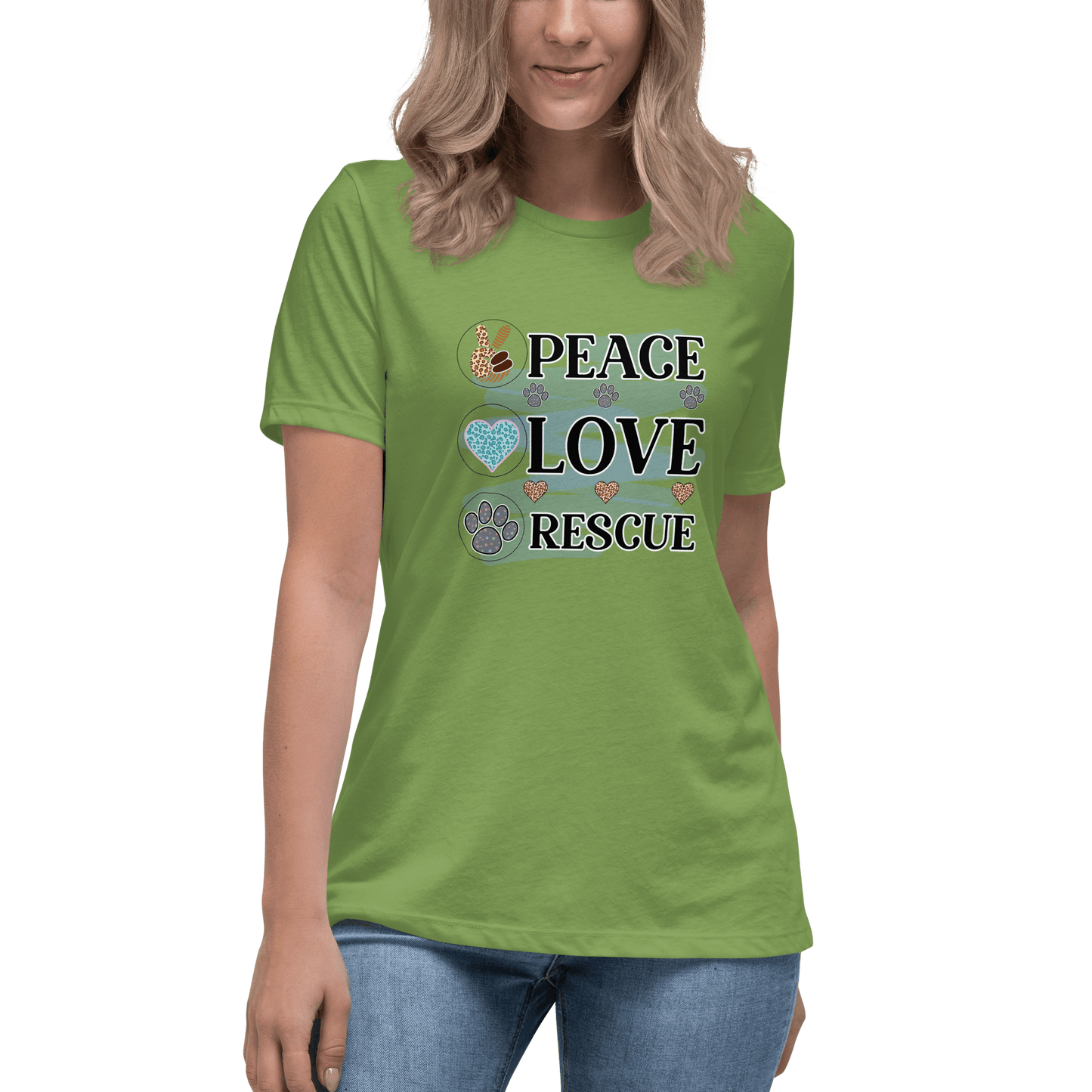 Peace Love Rescue Relaxed T-Shirt - L & M Kee, LLC