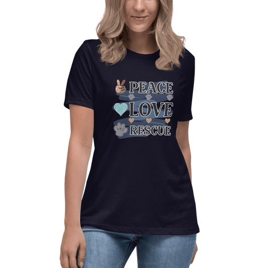Peace Love Rescue Relaxed T-Shirt - L & M Kee, LLC