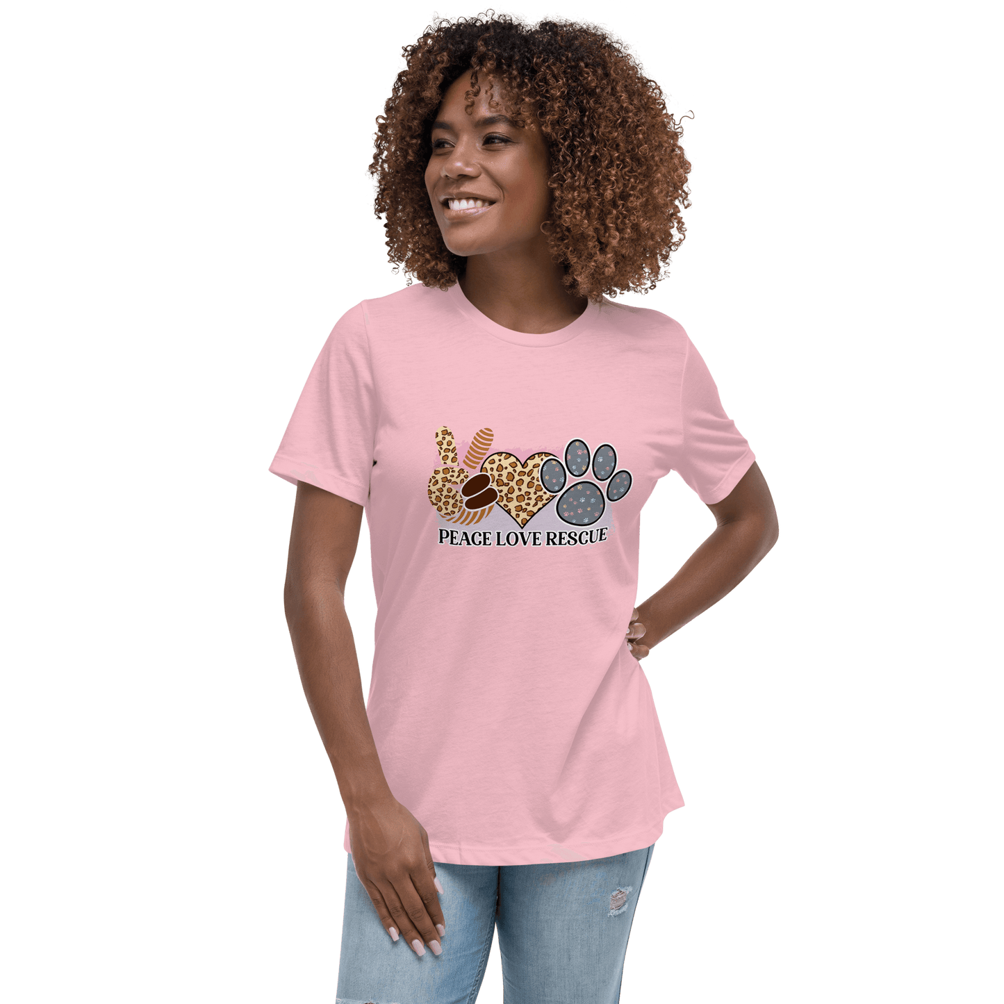 Peace Love Rescue Relaxed T-Shirt - L & M Kee, LLC