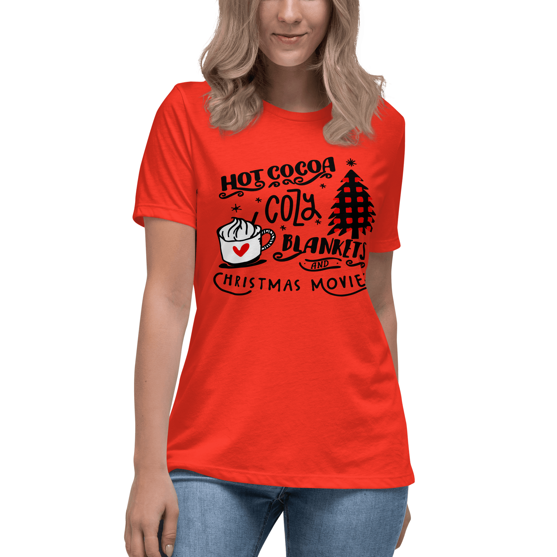 Hot Cocoa Cozy Christmas Movies Relaxed T-shirt - L & M Kee, LLC