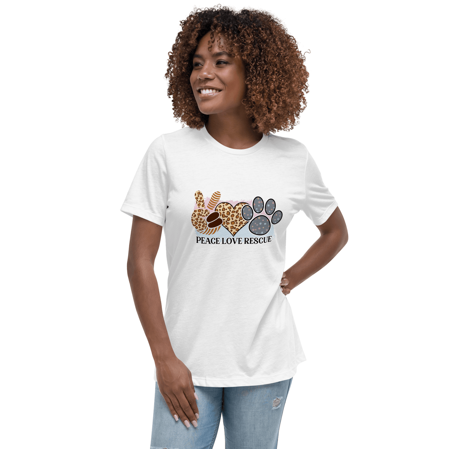 Peace Love Rescue Relaxed T-Shirt - L & M Kee, LLC