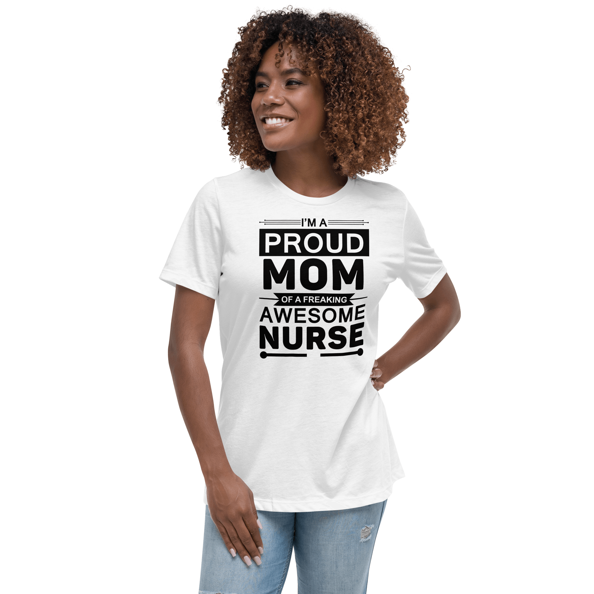 Proud Mom of Nurse Relaxed T-Shirt - L & M Kee, LLC