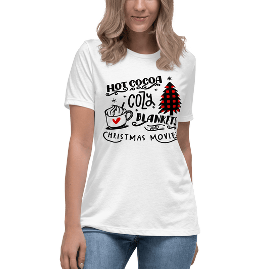 Hot Cocoa Cozy Christmas Movies Relaxed T-shirt - L & M Kee, LLC