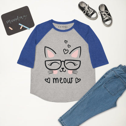 Meow The Cat Youth baseball shirt - L & M Kee, LLC