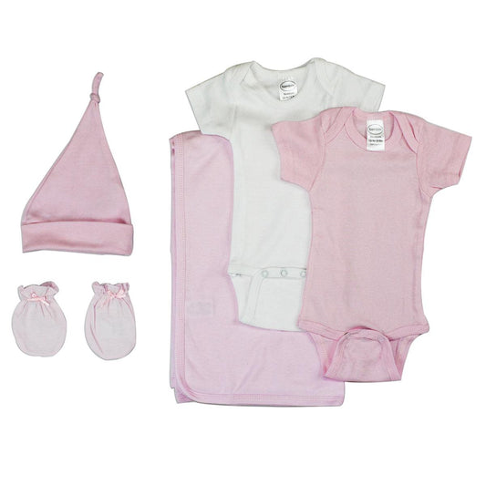 Newborn Baby Girl 5 Pc Layette Baby Shower Gift Set LS_0009 - L & M Kee, LLC