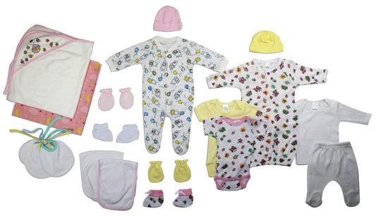 Newborn Baby Girl 19 Pc Layette Baby Shower Gift Set LS_0029 - L & M Kee, LLC