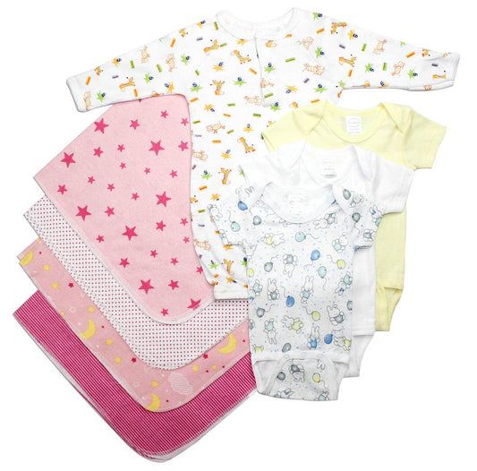 Newborn Baby Girls 8 Pc Layette Baby Shower Gift Set LS_0033 - L & M Kee, LLC