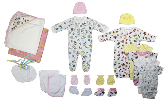 Newborn Baby Girls 20 Pc Layette Baby Shower Gift Set LS_0034 - L & M Kee, LLC