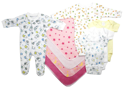 Newborn Baby Girls 9 Pc Layette Baby Shower Gift Set LS_0035 - L & M Kee, LLC